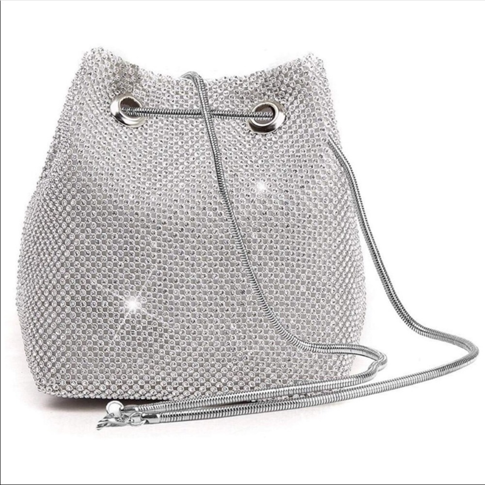 Silver Rhinestones Bucket Bag/Crossbody Bag